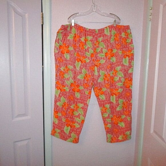Tahiti Reef Wide Leg Pants Size 3X Pockets Elastic Waist Pull On High Rise Crop - Picture 9 of 11